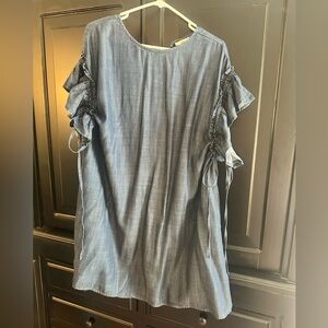 Denim Blue ruffle sleeve dress